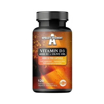 Биологически активная добавка Apollo's Hegemony Vitamin D3 4000 Международных Единиц Оливковое масло 120 капсул