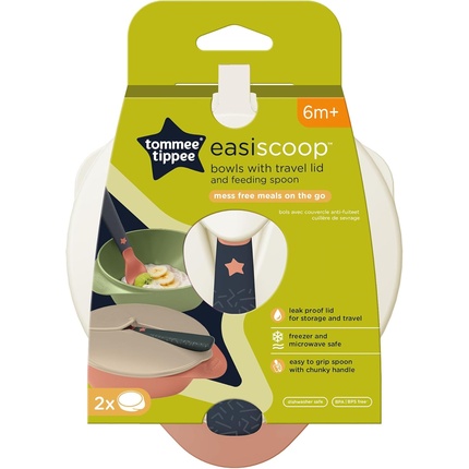 Миски для кормления с крышкой для путешествий и ложкой Tommee Tippee