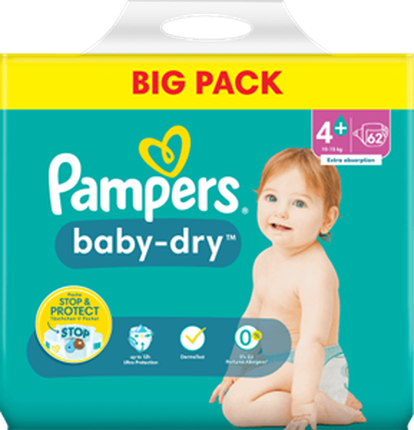 Подгузники Pampers Baby Dry Размер 4+ Maxi Plus Большая упаковка